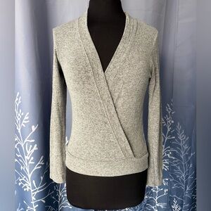 Shore Gray Knit Wrap Sweater